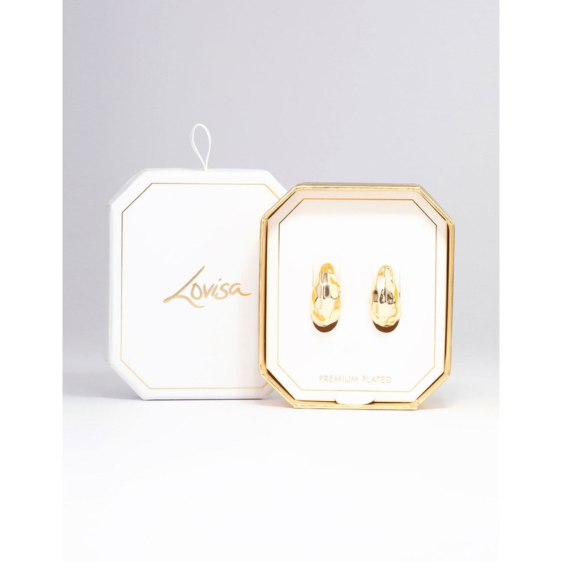 Gold Plated Bold Textured Hoop Earrings