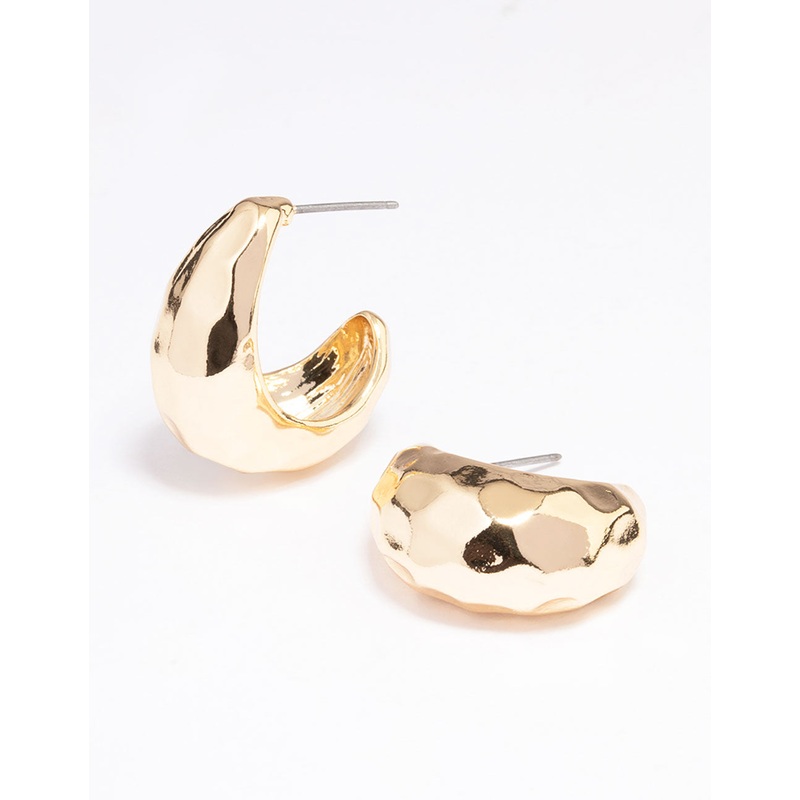 Gold Plated Bold Textured Hoop Earrings