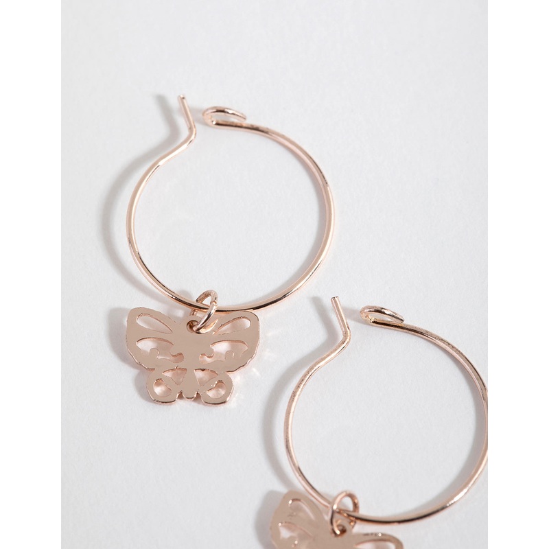 Rose Gold Cut Out Butterfly Huggie Earrings