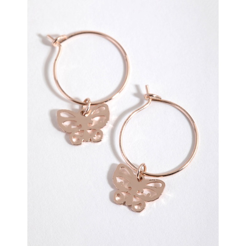 Rose Gold Cut Out Butterfly Huggie Earrings