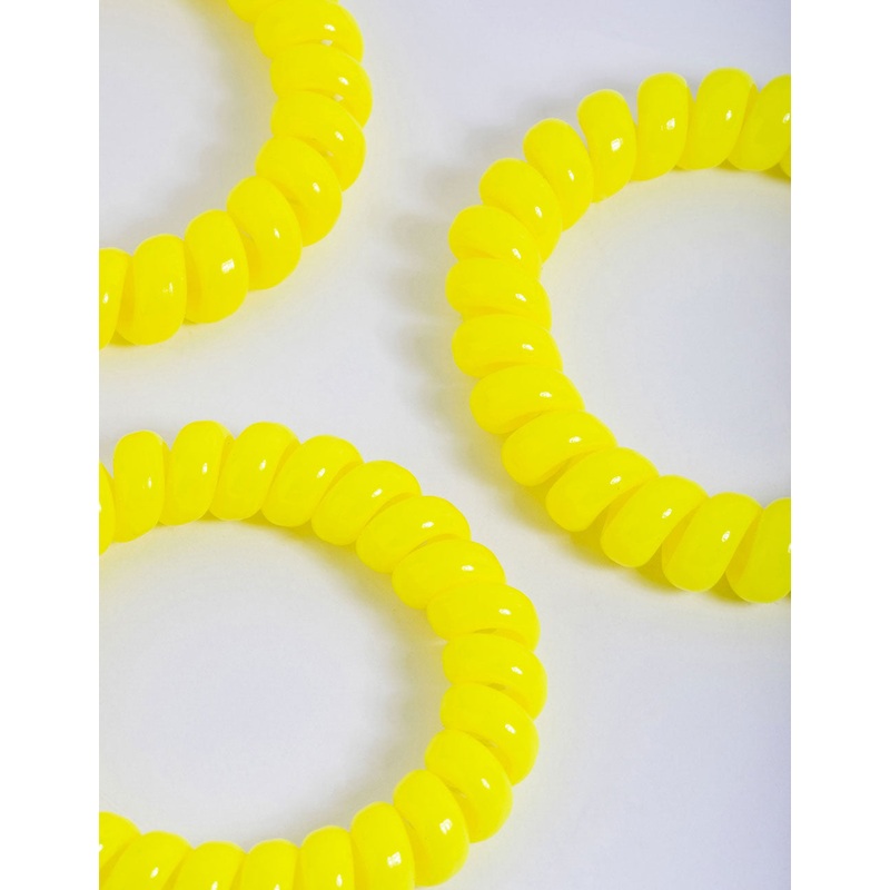 Yellow Plastic Large Hair Spiral Pack