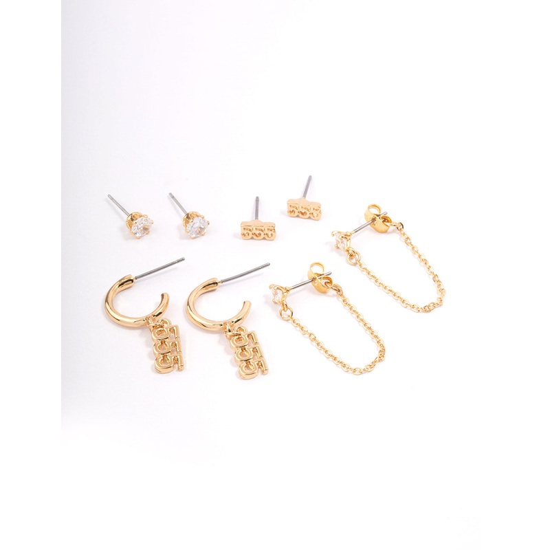 Gold Plated 555 Angel Number Earring Pack