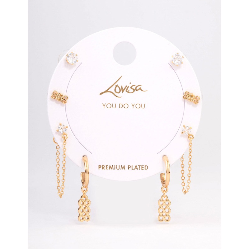 Gold Plated 888 Angel Number Earring Pack