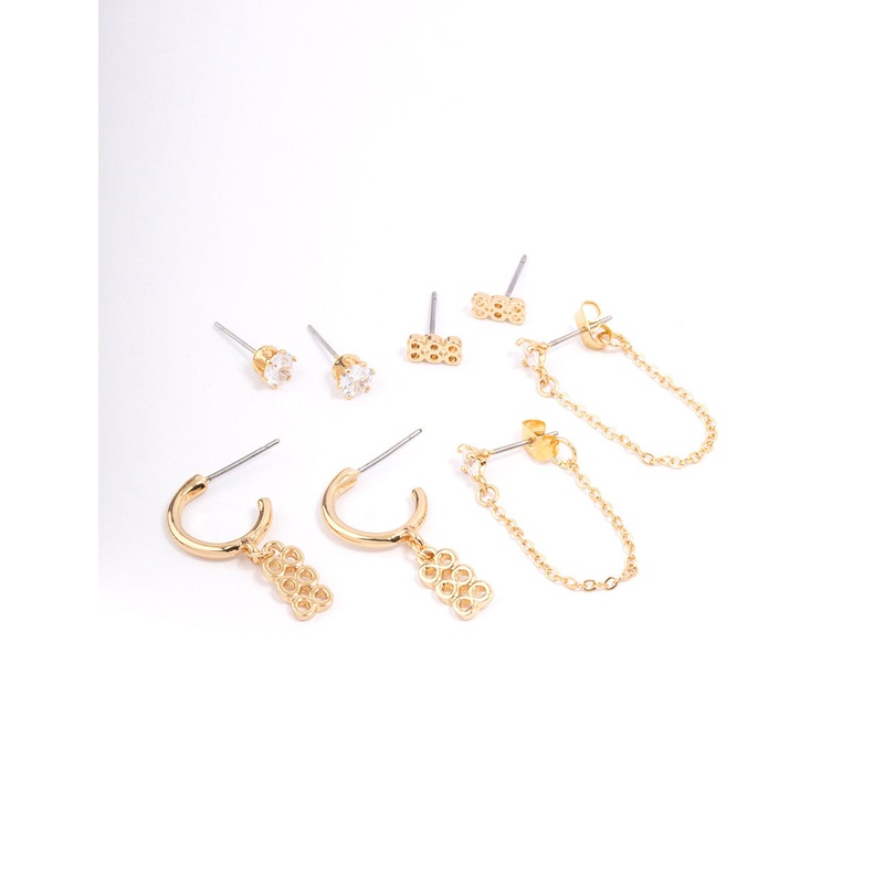 Gold Plated 888 Angel Number Earring Pack