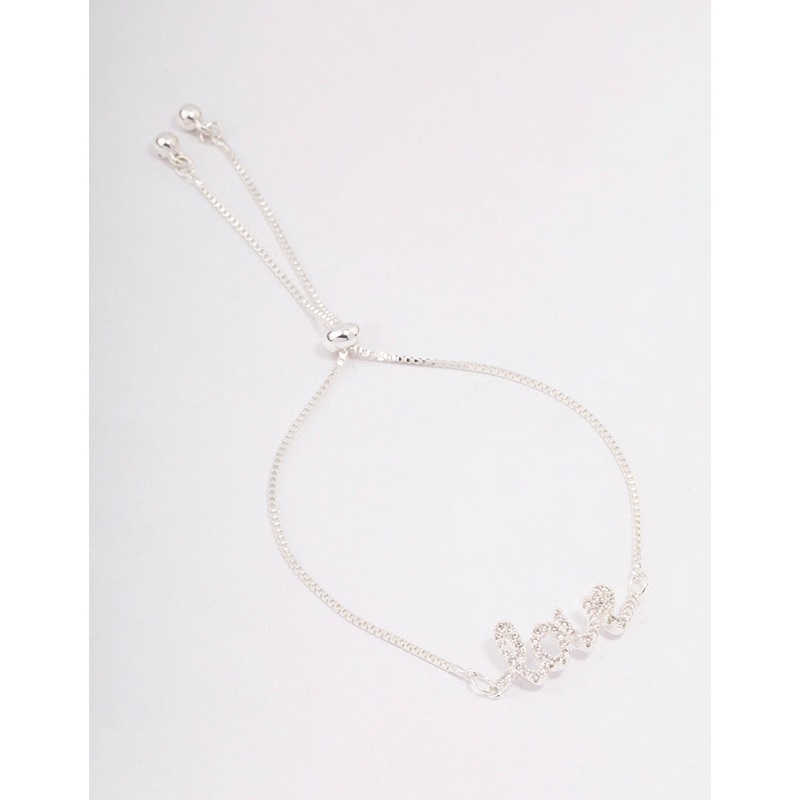 Silver Love Script Toggle Bracelet
