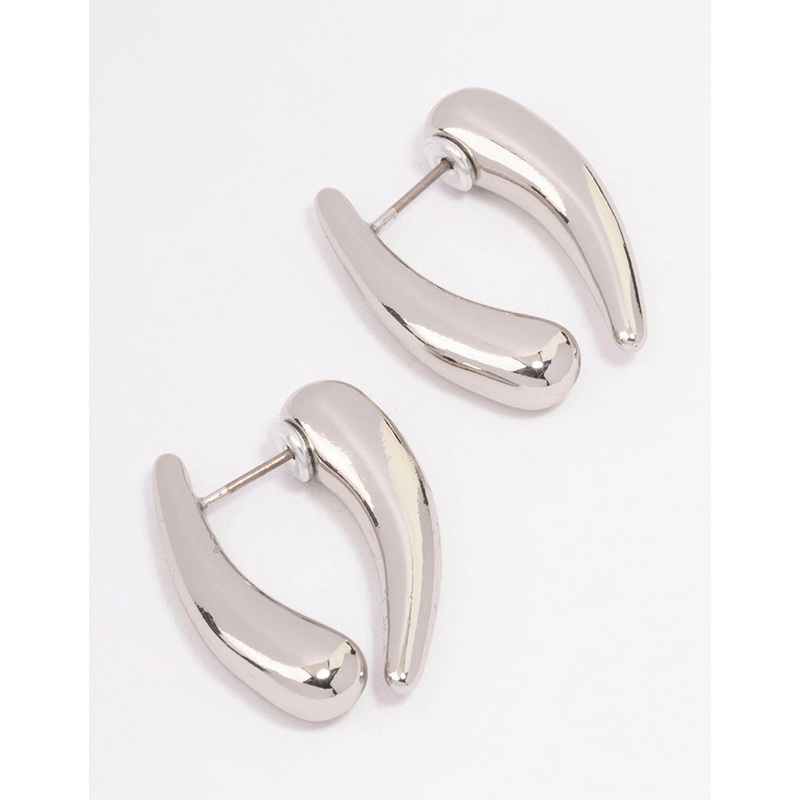 Silver Pointed Sandwich Front & Back Earrings