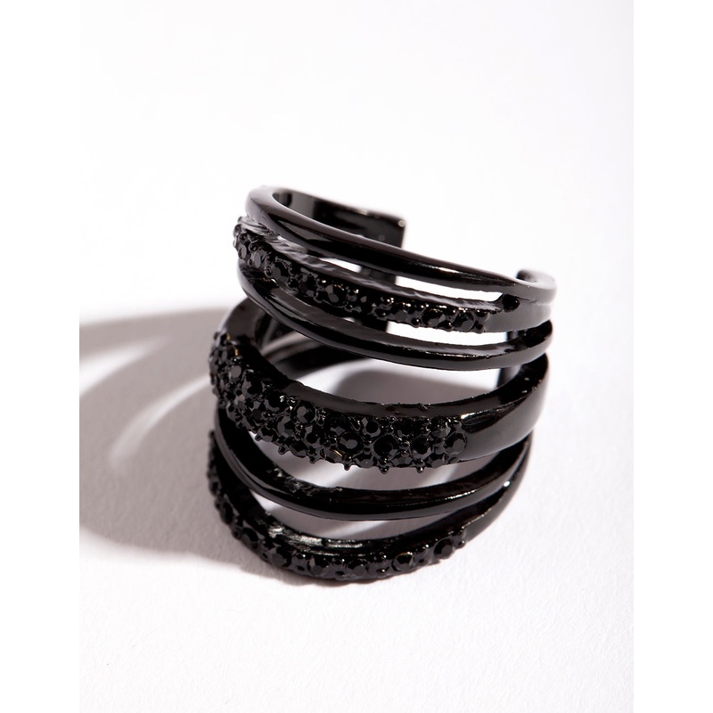Coated Metal Six Band Diamante Ring