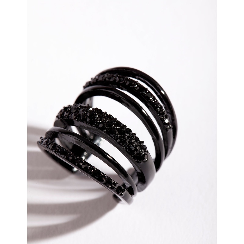 Coated Metal Six Band Diamante Ring