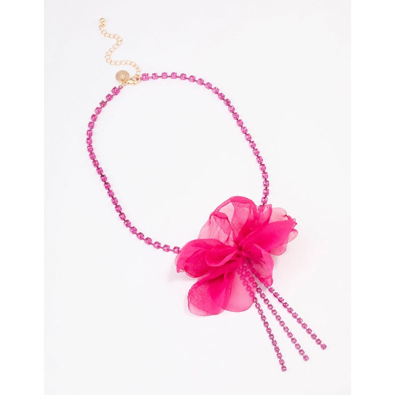 Fuchsia Cup Chain Long Flower Necklace