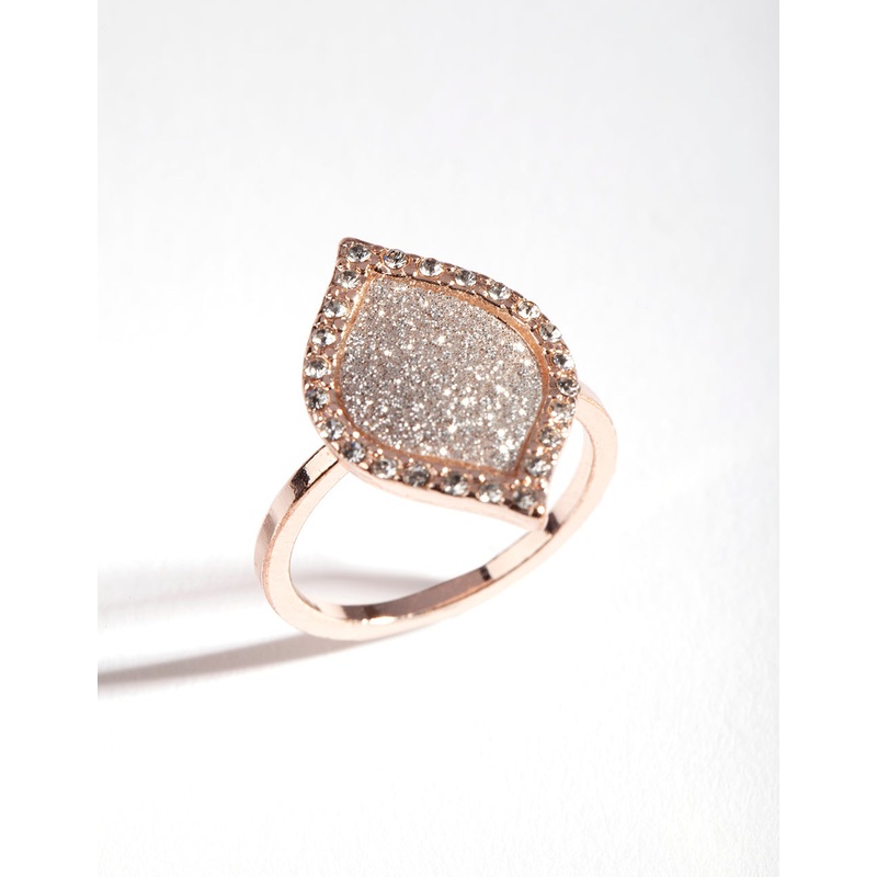 Rose Gold Glitter Leaf Shape Ring
