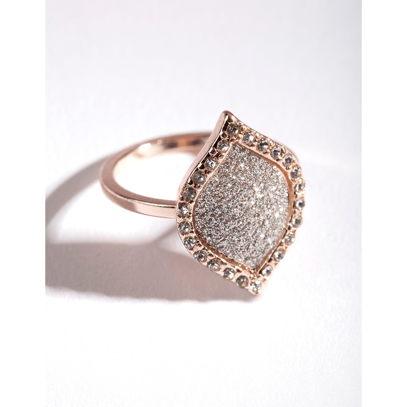 Rose Gold Glitter Leaf Shape Ring