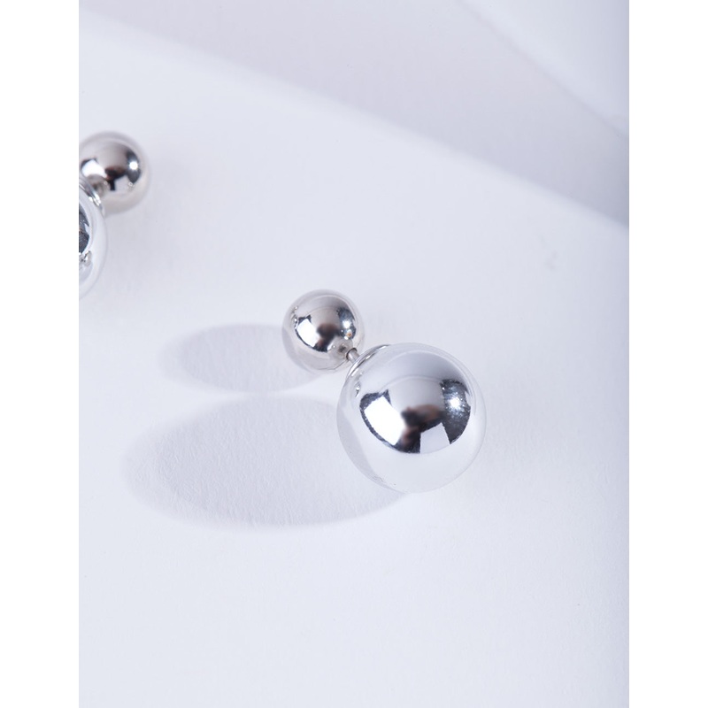 Silver Ball Sandwich Stud Earrings