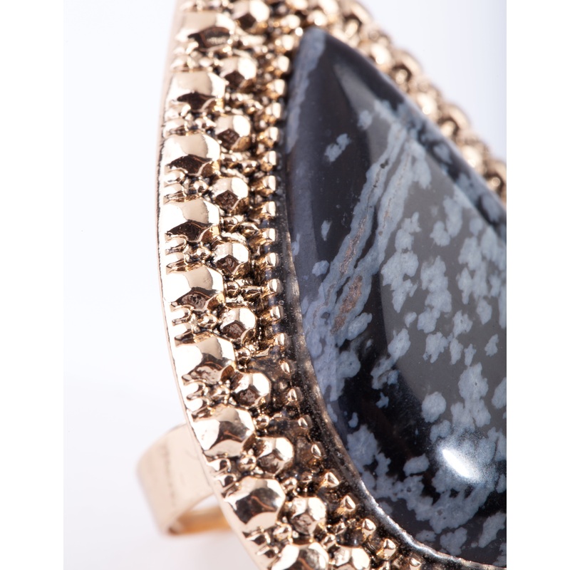 Antique Gold Teardrop Stone Ring