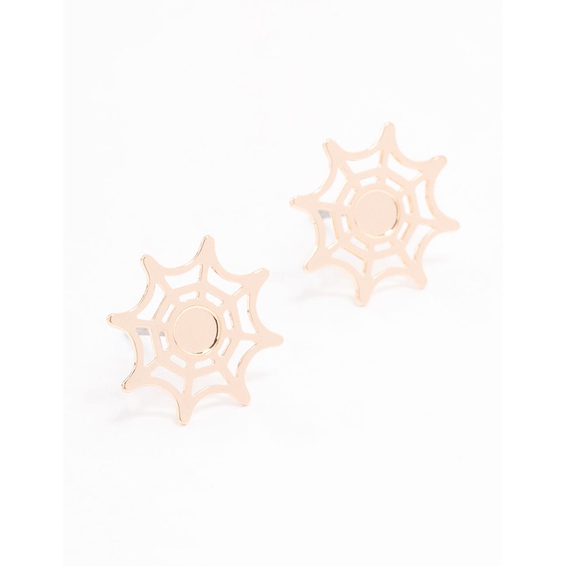 Gold Spiderweb Stud Earrings