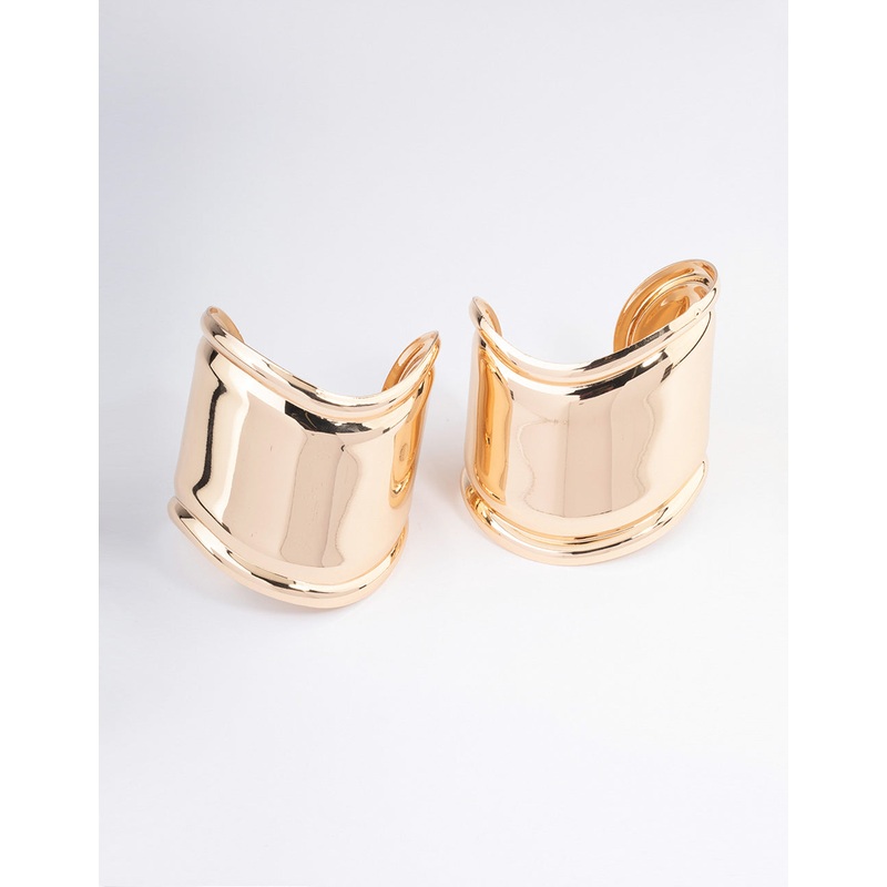 Gold Statement Wave Cuff Bangle Pack
