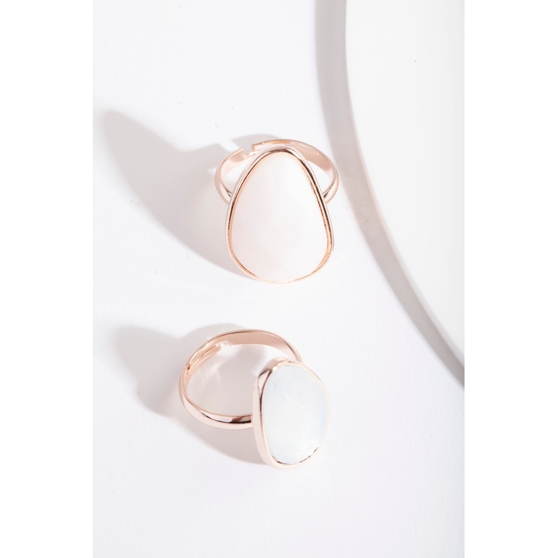 Rose Gold Pink Stone Ring Stack