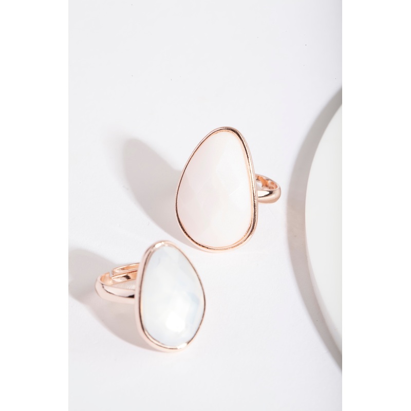 Rose Gold Pink Stone Ring Stack