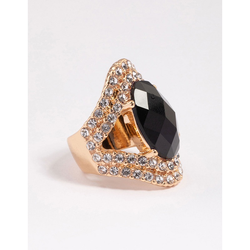Black Elegant Oval Statement Ring