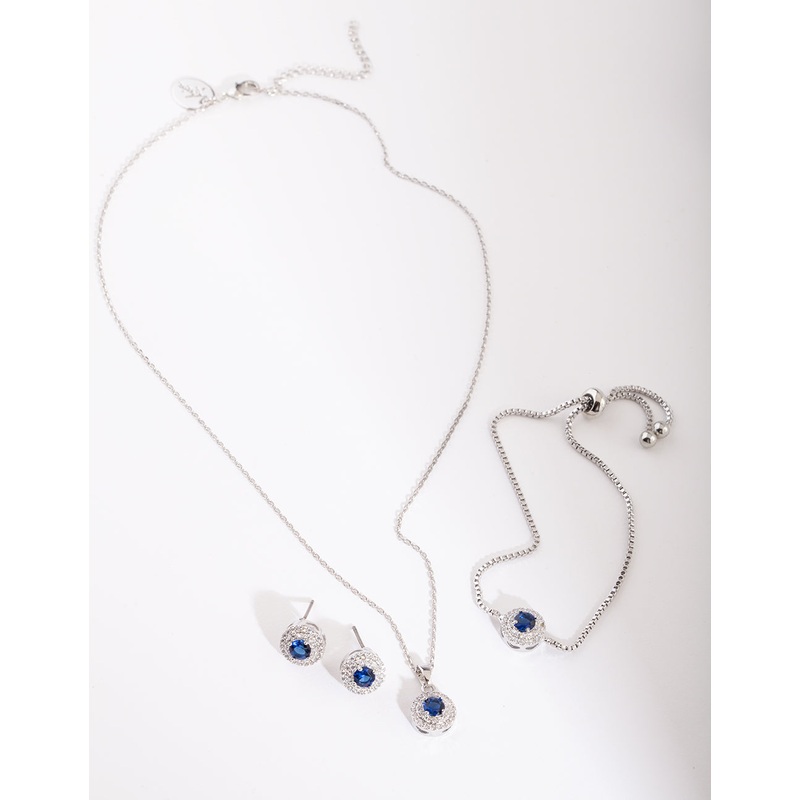 Blue Diamond Simulant Round Jewellery Set