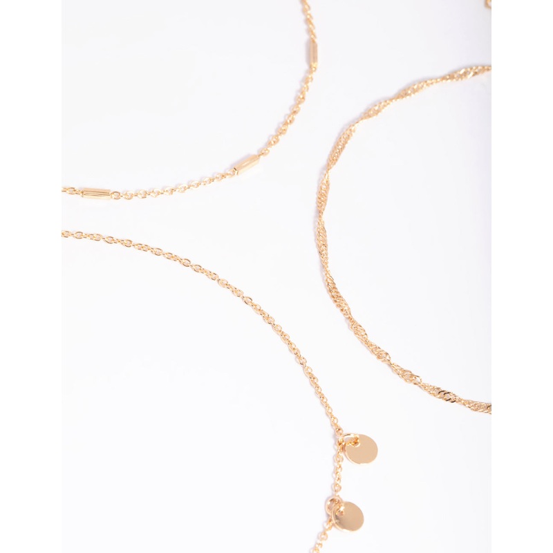Gold Disc & Chain Anklet Pack