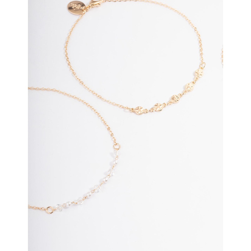 Gold Heart, Pearl & Star Anklet Pack