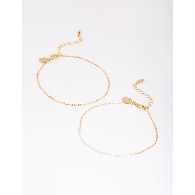 Gold Plated Freshwater Pearl Anklet