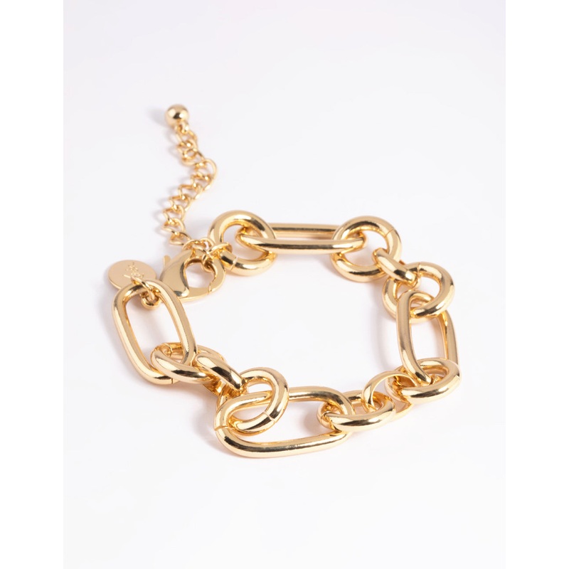 Gold Plated Rectangle Link Bracelet