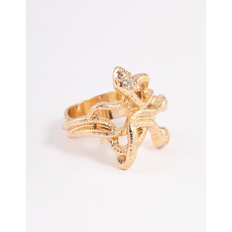 Gold Twisted Snake Ring|SM|ML
