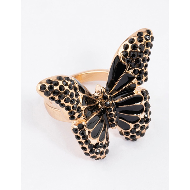 Black Grand Butterfly Cocktail Ring