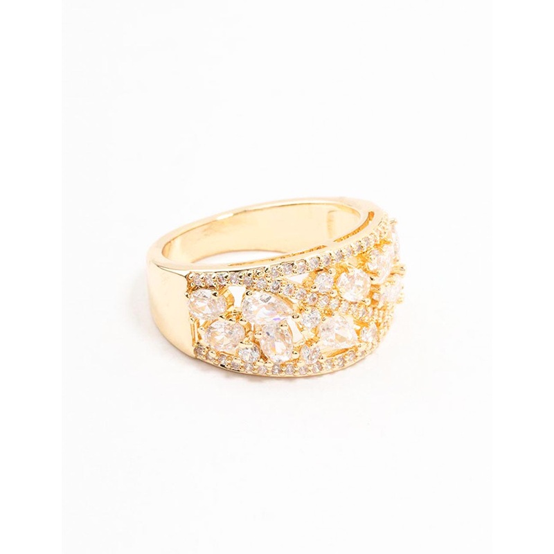 Gold Plated Mixed Stone Cubic Zirconia Ring