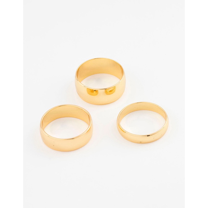 Gold Plated Plain Gold Ring 3-Pack