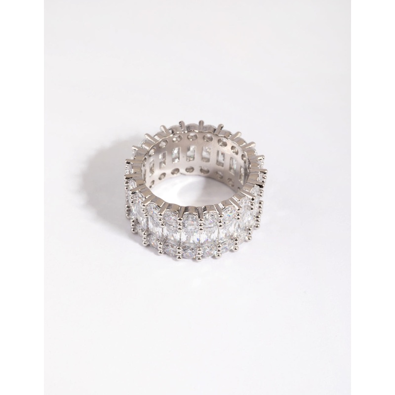 Silver Baguette Cubic Zirconia Ring