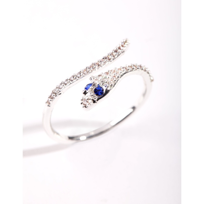 Silver Cubic Zirconia Wrap Snake Ring
