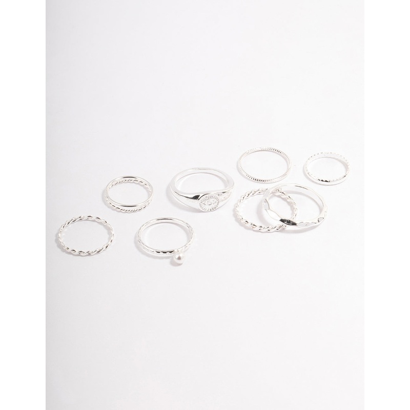 Silver Evil Eye Signet Ring Pack
