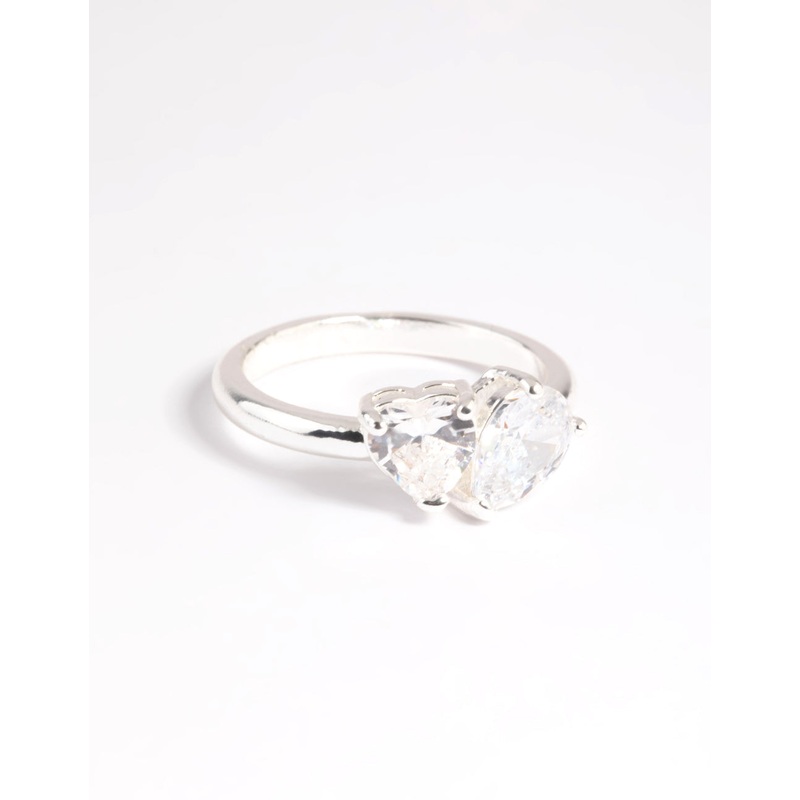 Silver Plated Cubic Zirconia Heart Ring