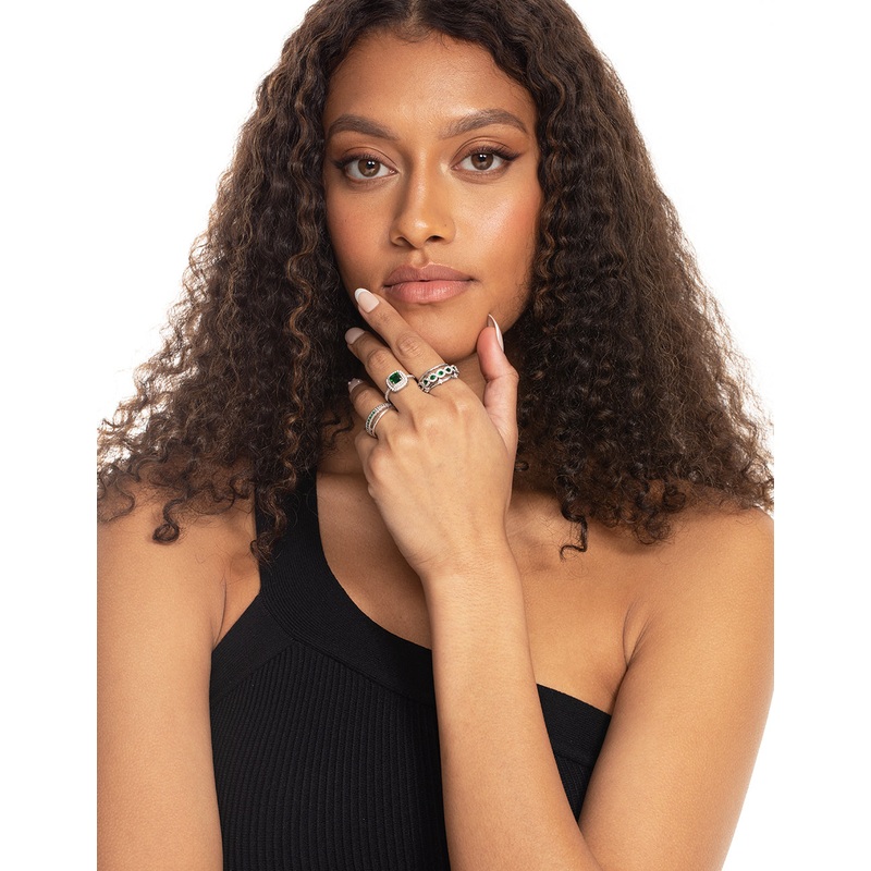 Emerald Cubic Zirconia Statement Ring 5-Pack