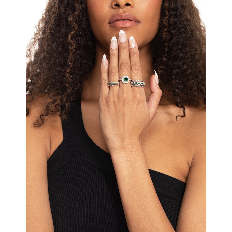 Emerald Cubic Zirconia Statement Ring 5-Pack
