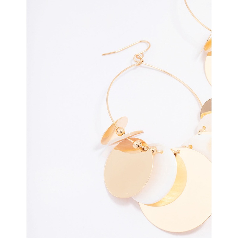Gold Disc Drop Earrings