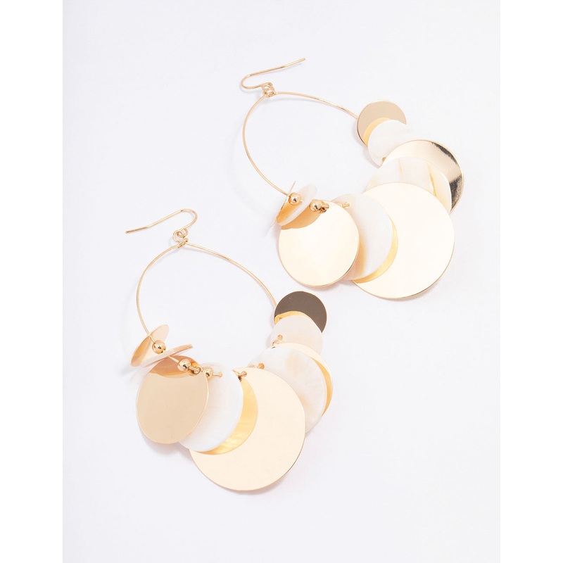 Gold Disc Drop Earrings