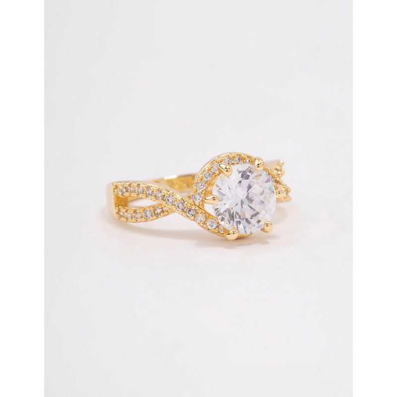 Gold Plated Round Infinity Halo Ring