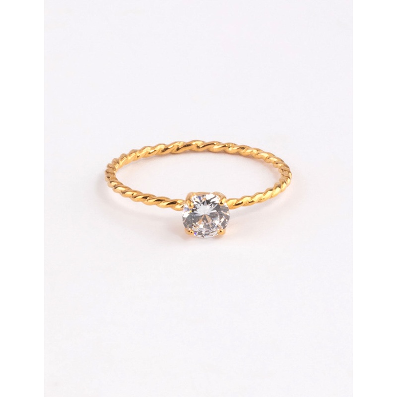 Gold Sterling Plated Cubic Zirconia Twist Engagement Ring