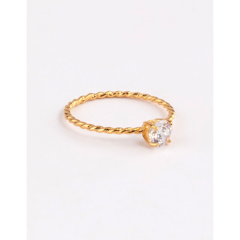 Gold Sterling Plated Cubic Zirconia Twist Engagement Ring