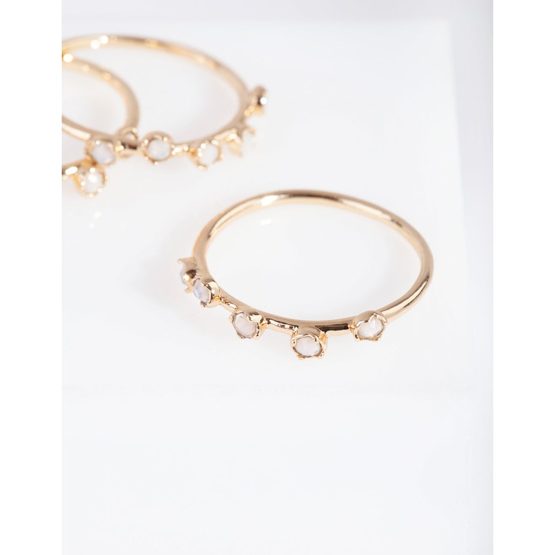 Gold Synthetic Opal Ring Pack|SM|ML