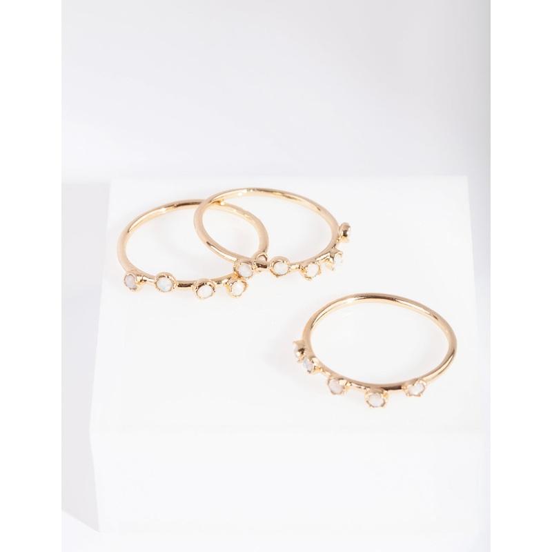 Gold Synthetic Opal Ring Pack|SM|ML