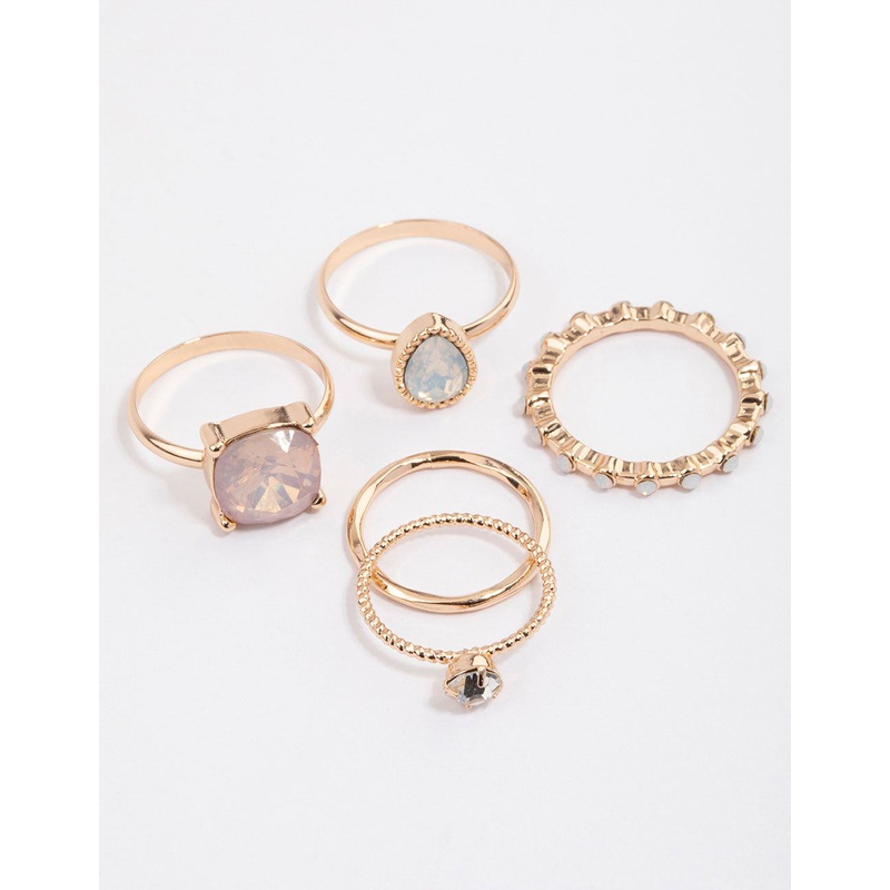 Gold Textured Shape Ring Pack|SM|ML