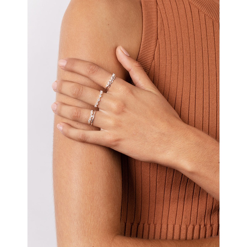 Silver Delicate Bands Rings 5-Pack