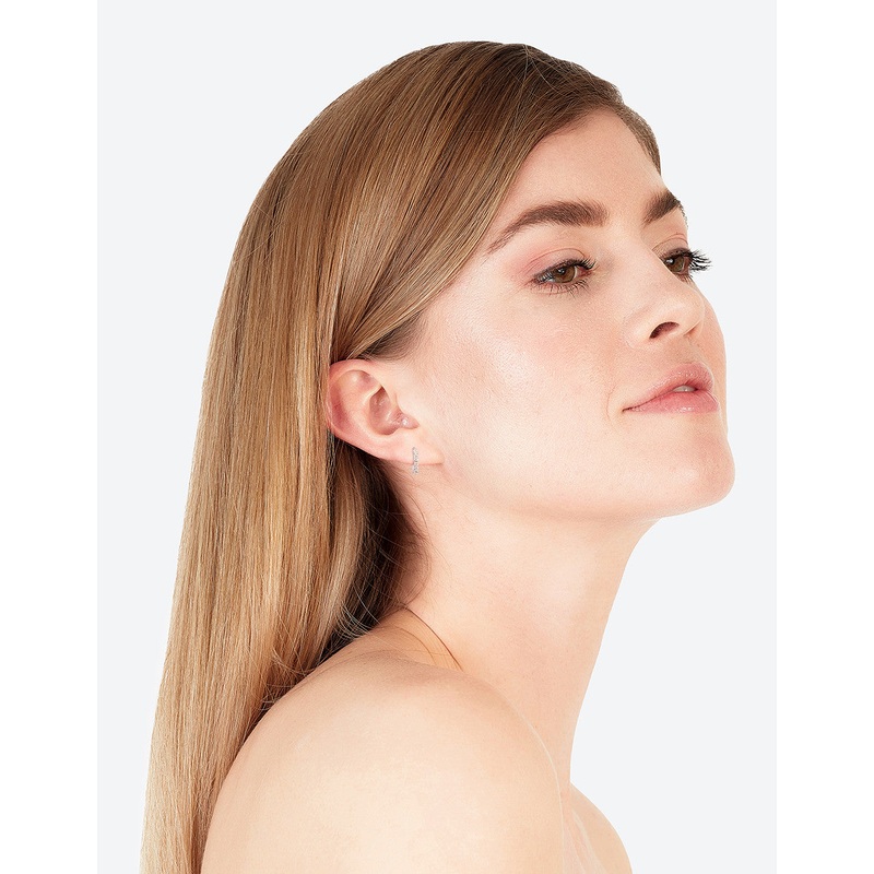 Sterling Silver Mini Diamante Huggie Earrings