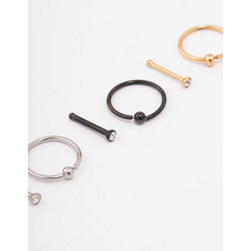 Surgical Steel Two-Toned Classic Mixed Nose Stud 6-Pack