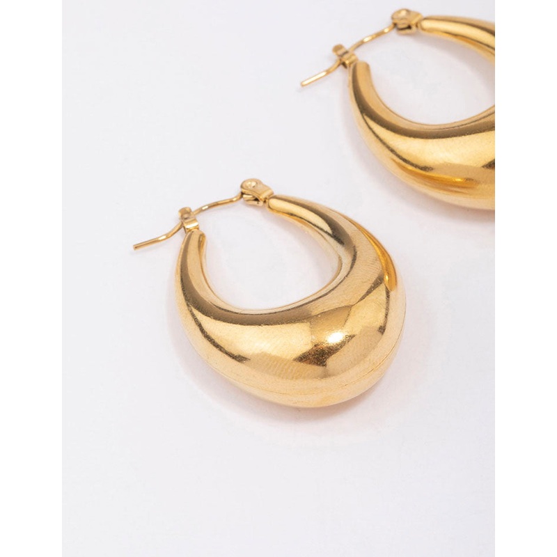 Waterproof Gold Plated Stainless Steel Full Loop Hoop Earrings