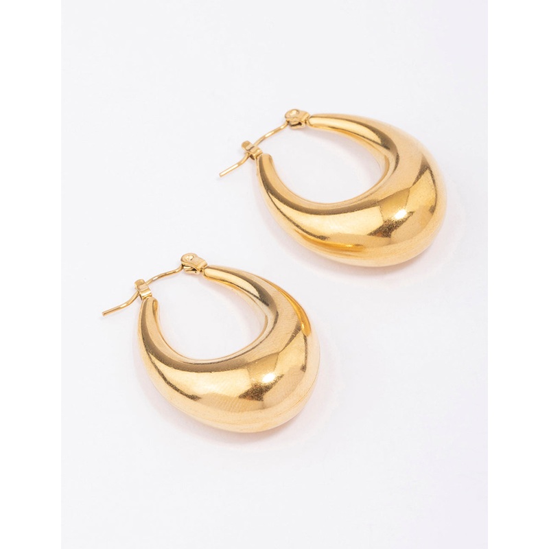Waterproof Gold Plated Stainless Steel Full Loop Hoop Earrings